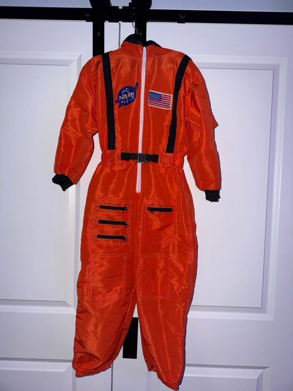 Kids NASA Astronaut Costume Orange Jumpsuit + Helmet Size 8/10